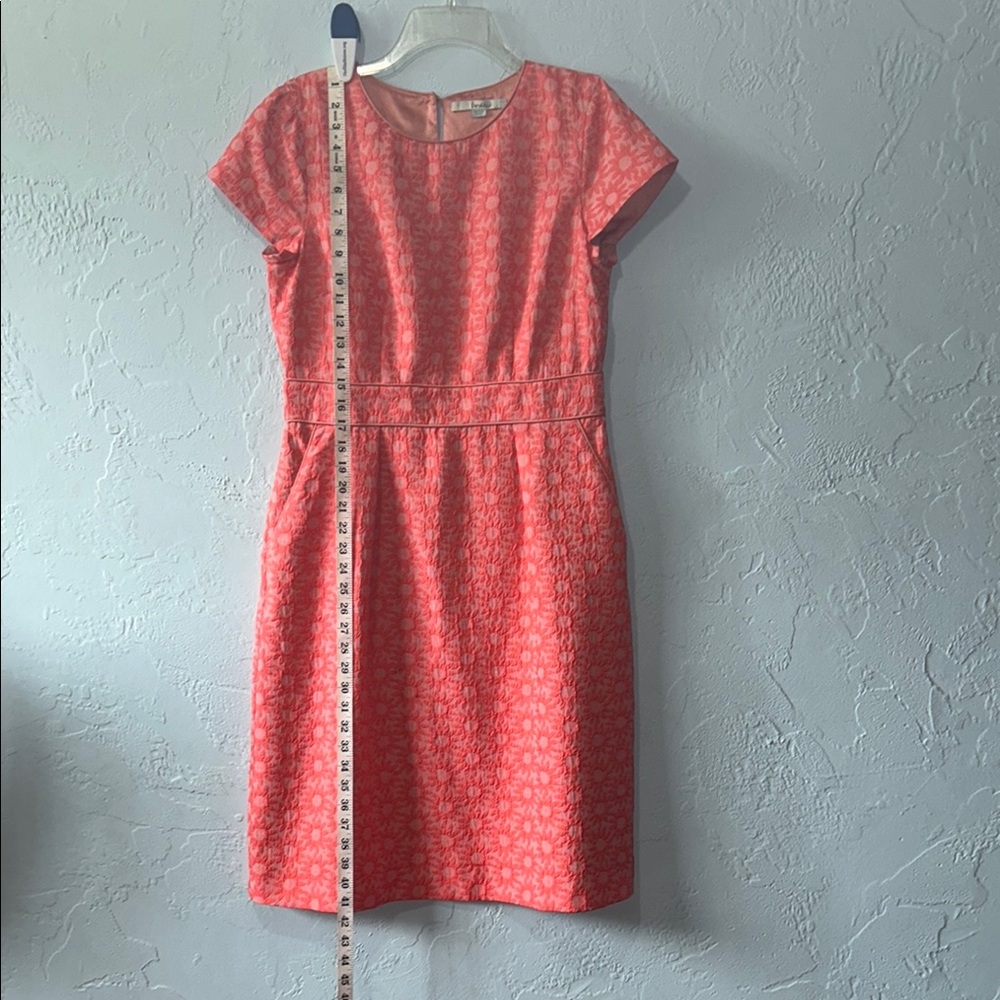 Boden peach and orange Sheath Dress with Flutter Sleeves